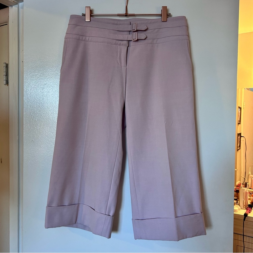 Lavender Purple Wide Waistband Cropped Pants Size 8